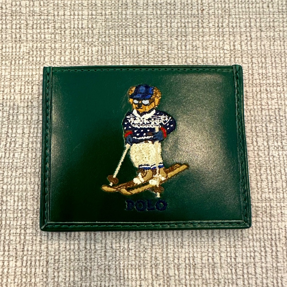 Ralph Lauren Polo Bear card holder leather wallet. NWT, never used.